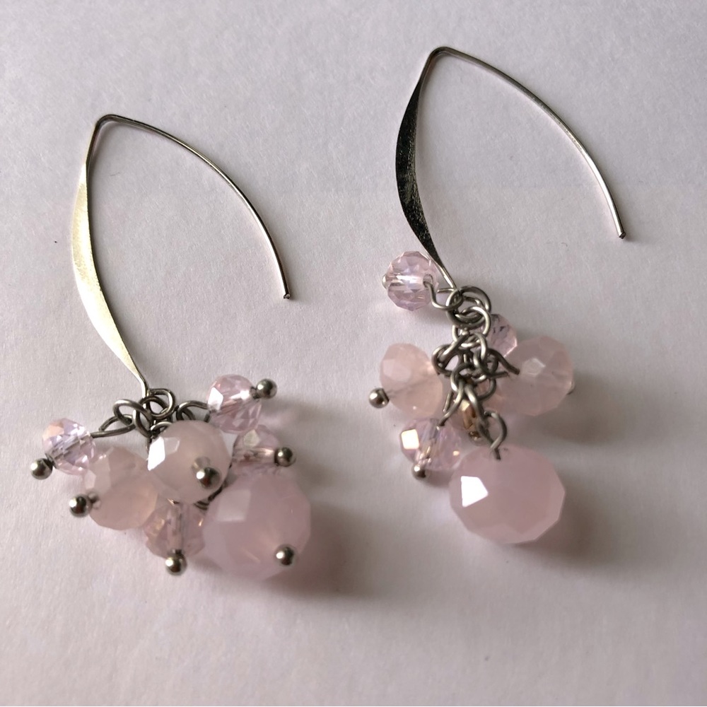 Pink and Silver Dangle Earrings